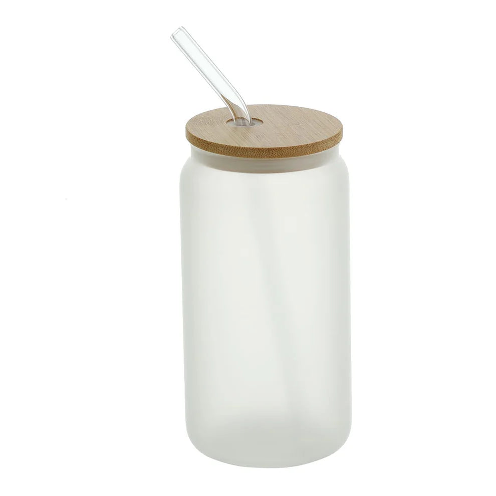 Vaso Vidrio 500 ml con tapa de Bambú